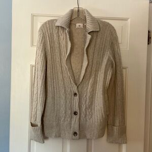 NEW AG Adriano Goldschmied Cable Knit Cardigan Sweater Oatmeal Women’s Size S